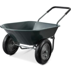 Gray Wheelbarrows Best Choice Products Dual-Wheel Home Wheelbarrow Yard Garden Cart