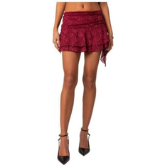 Red - Short Skirts Edikted Ruby Ruffle Lace Mini Skirt - Burgundy