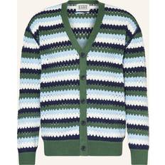 Green Cardigans Scotch & Soda Men's Crochet Knit Cardigan Sage Green Multi Stripe