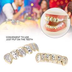 Anklets Hurrise 18K Plated Gold Grills Teeth Grillz For Men Women, Bling Grillz For Halloween Party Gift, Hip For Electric Grills Outdoor-Electric-Grills Hop Poker Diamond Top & Bottom