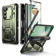 i-Blason for Samsung Galaxy Z Fold 6 Case with S Pen Holder, [Built-in Tempered Glass Screen Protector & Stand] Military-Grade Protective Phone Case for Samsung Z Fold 6, Armorbox Series, DarkGreen