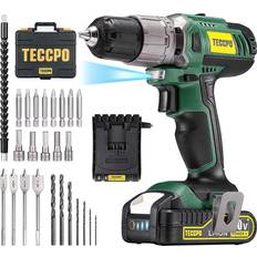 Teccpo Cordless Drill Set, 29Pcs Power Drill Set, Drill with 310 In-lbs, 2-Speed, 21 1 Torque Setting, 2.0Ah Battery & Fast Charger, Tool Kit with Drill, Drill Kit Tool Set for General Household