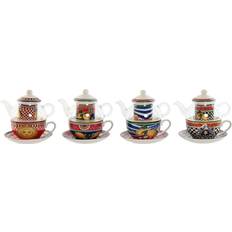 Keltainen Teepannut Home ESPRIT Keltainen Punainen Kristalli Posliini 1 L Set of 4