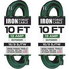 Iron Forge Tools 2 pack 10 ft outdoor extension cords 16/3 durable green 3 prong extension cord