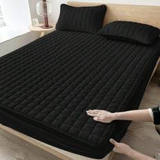 Black Mattress Covers Shein Quilted Fitted Sheet Twin Full King Mattress Cover Black