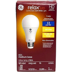 GE relax led a21 3 way light bulb, 5, 13 or 19 watts, soft white hd light, 500, 5 watts