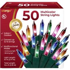 Stargo Warm Multi Color Lights 9 ft String of 50 Christmas Tree Light