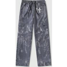 Tie Dye Trousers & Shorts Romwe Cross Tie Dye Print Wide Leg Cargo Pants