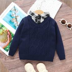 9-12M Knitted Sweaters Children's Clothing Shein Casual Knitted Sweater - Grey