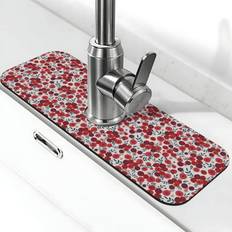 Red Splash Guards Xecao Red Hawthorn Faucet Mat 15 x 5.5 Splash Guard