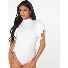 Shein Mock Neck Exaggerated Ruffle Trim Bodysuit
