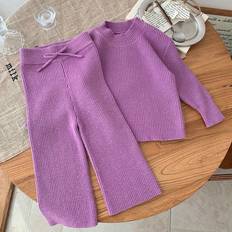 Purple Other Sets Children's Clothing Shein Babygirl Long Sleeve Sweater And Pants Set - Purple