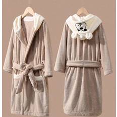 Cheap Dressing Gowns Shein Children's Cartoon Bear Hooded Bathrobe - Coral Fleece