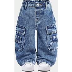 Babies Pants Shein Retro Trendy Vintage Cargo Pocket Jeans - Baggy Blue