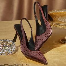 Cuccoo Pointed Toe High Heels With Rhinestone Design