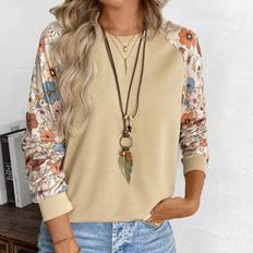 Florals Jumpers Emery Rose Floral Print Crew Neck Casual Sweatshirt -