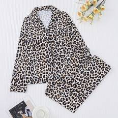 Shein Leopard Print Texture Loungewear Set - Casual