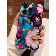 Shein Carnation Pattern Liquid Silicone Case for iPhone 15 Pro Max