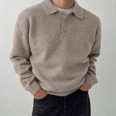 Men's Solid Color Knit Sweater - Fall