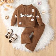 Elastane Other Sets Shein Embroidered Sweet Graphic Sweater Set - Cute