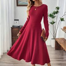 Square Dresses Emery Rose Elegant Mid-Length Dress - Solid Color