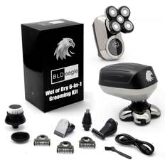 Shaving Accessories BLD EAGLE Head Shaver Grooming Kit for Men Cordless Rechargeable Electric Wet/Dry Scalp and Bald Head Shaver Waterproof Razor with 5 flex shaver Heads, Clippers, Body, Nose Trimmer, Brush. USB Cable