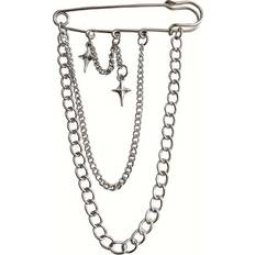 Brooches Temu Double-layered & Star Chain Brooch Pin For Men Punk Fashion Alloy Accessory