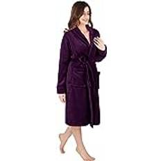 NY Threads Luxury Women's Dressing Gown Super Soft Fleece Bath Robe - Plum