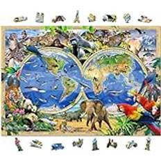 Wooden City Jigsaw Puzzle Animal Kingdom Map 1000 Pieces