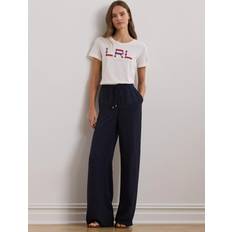 Lauren Ralph Lauren Blåa Byxor & Shorts Lauren Ralph Lauren Side-Stripe Georgette Wide-Leg Pant - Marinblå