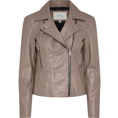 Beige - Veste en cuir Vestes Yas Cuir Veste Motard - Gris