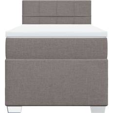 100cm Sängar vidaXL Ramsäng Med Madrass 100x200 cm Taupe Kontinentalsäng