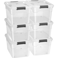 Juskys With Lid White/Semi-Transparent Opbevaringsboks 60L 6stk