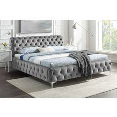 Rahmenbetten Design Doppelbett Modern Barock 160 x 200 cm Grau Rahmenbett