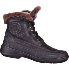 Freewalk Winter Boots Shoes Lambskin Lined Leather - Black