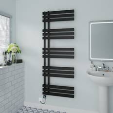 Heated Towel Rails Brayden Studio Cardia Heated Towel Rails 160cm H x 60cm W x 7.35cm D Black