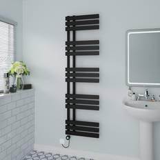 Heated Towel Rails Brayden Studio Cardia Heated Towel Rails 160cm H x 45cm W x 7.35cm D Black