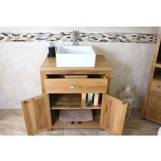 Bathroom Furniture August Grove Desirae Solid Oak Vanity Unit 700mm