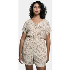Beige Jumpsuits & Overaller Urban Classics Ladies Short Viscose Belt Jumpsuit - Softseagrassflower