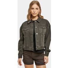 Bruna - Jeansjackor Urban Classics Oversized Färgad Denimjacka - Svart/Brun