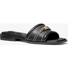 Michael Kors Mandy Leather Slide Sandal - Black