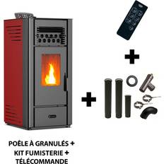 Sannover Anita 10 kW Bordeaux + Kaminbau-Anschluss-Set