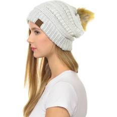 Faux Fur - Men Accessories C.C Hat Thick Warm Cap - Metallic Ivory/Silver