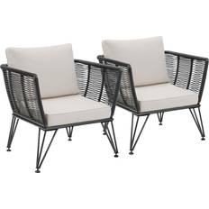 tectake 2er Set Garten-Loungesessel Sundo Schwarz