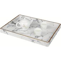 Leather Serving Platters & Trays Shein Large Rectangular Gold Rimmed Serving Tray