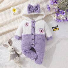 M Jumpsuits Children's Clothing Shein Butterfly Embroidery Hooded Bear Jumpsuit - Soft