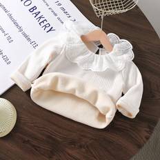 18-24M Knitted Sweaters Children's Clothing Shein Sweet And Elegant Embroidered Lace Knitted Pullover Top - Autumn/Winter