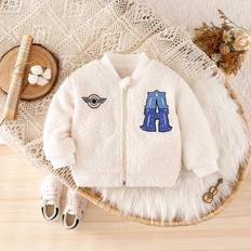 6-9M Jackets Shein Baby Girl Letter Embroidery Zip Up Jacket - Bomber