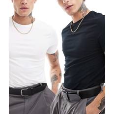 ASOS DESIGN Essential Muscle Fit T-shirts - Black/White/Multi