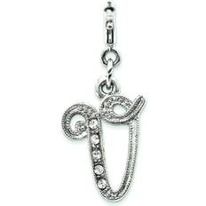 Crystal Charms & Pendants Jewelrypot GOLD & WATCHES, Silver-tone Crystal Initial V Spring Ring Charm BF541V